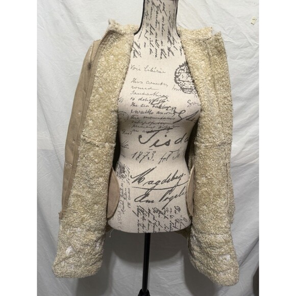 GAP Kids Faux Suede Hooded Sherpa Lined Boho Floral Embroidered Coat Size L / 10 - Picture 7 of 10